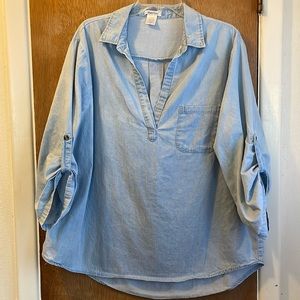 DizzyLissy 100% Cotton Chambray Blue Top Sz 2X